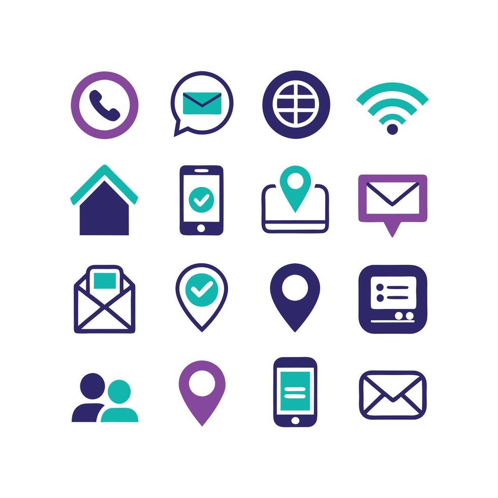 Contact Icon Set Collection Illustration vector