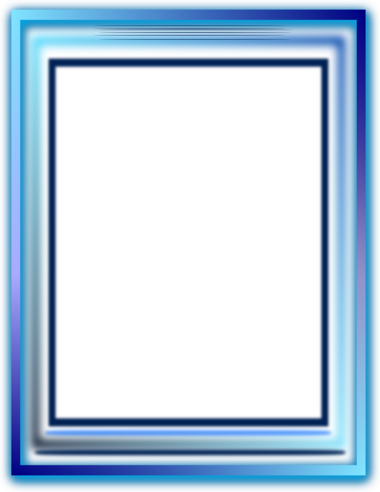 Blue picture frame without background, neon light border transparent png