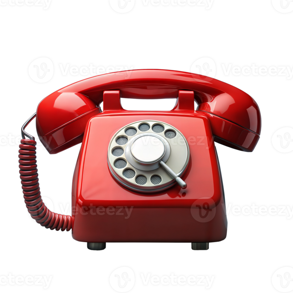 Vintage red rotary telephone, symbolizing classic communication devices png