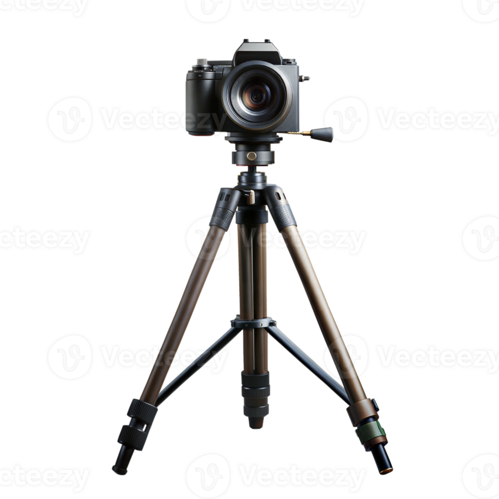 Professional camera on a tripod, representing photography, videography, and media production. png