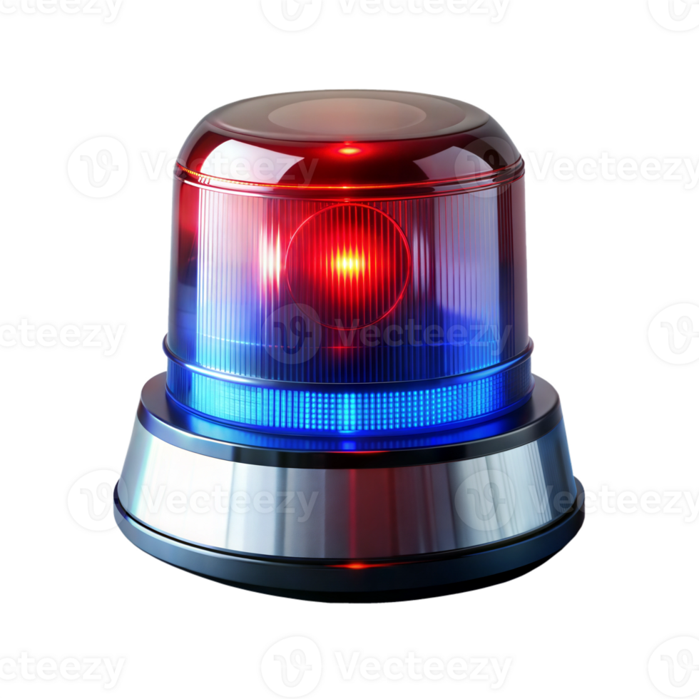 Red and blue flashing police siren light for emergency response vehicles png