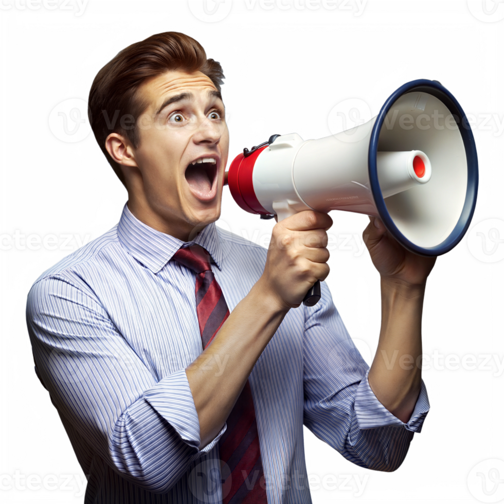 Man shouting through a megaphone png
