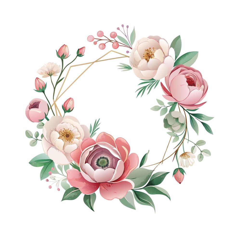 Beautiful Flowers Watercolor Florals Illustration vector
