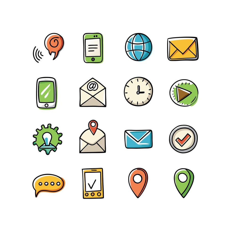 Contact Icon Set Collection Illustration vector