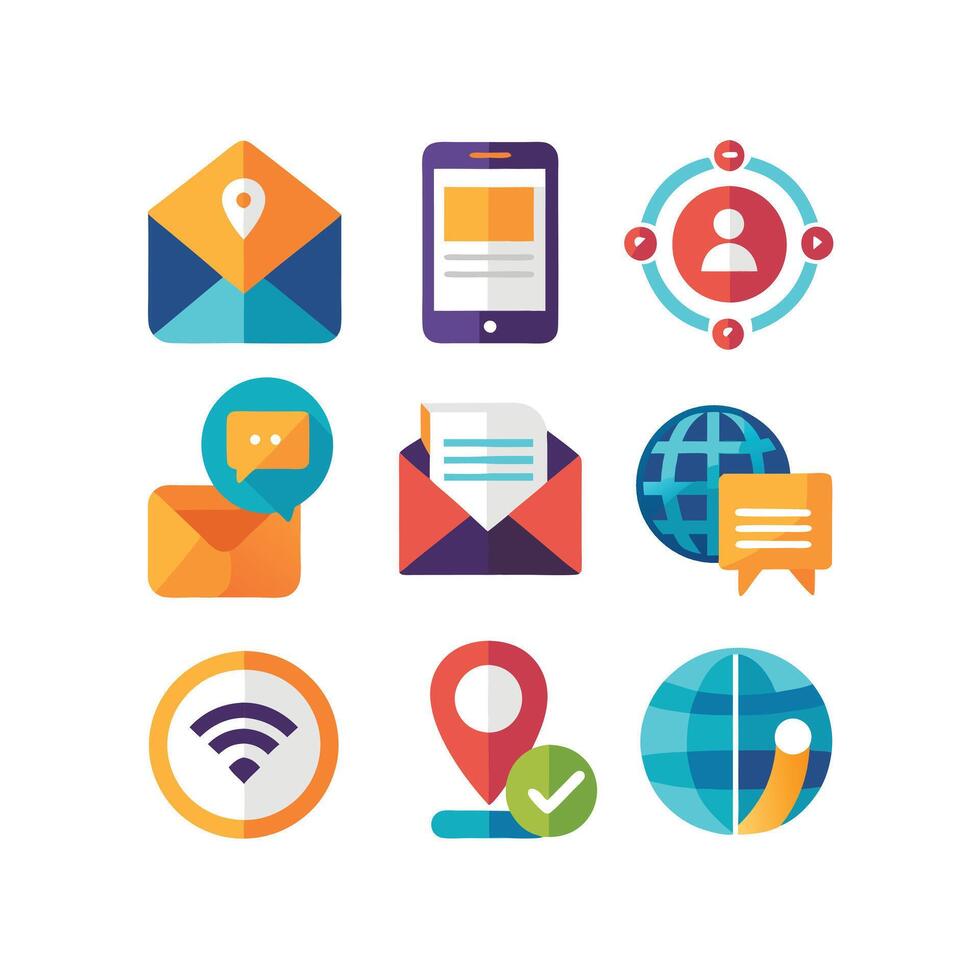 Contact Icon Set Collection Illustration vector