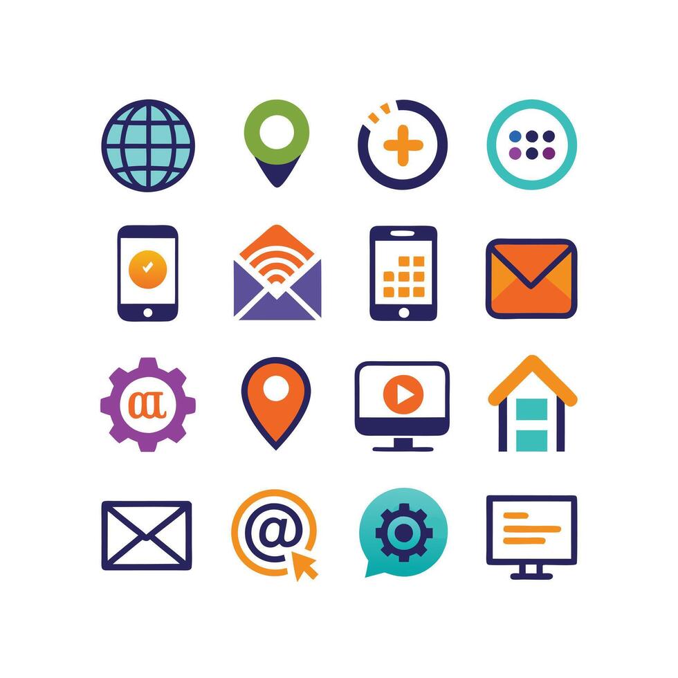 Contact Icon Set Collection Illustration vector