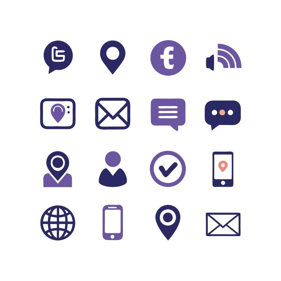 Contact Icon Set Collection Illustration vector