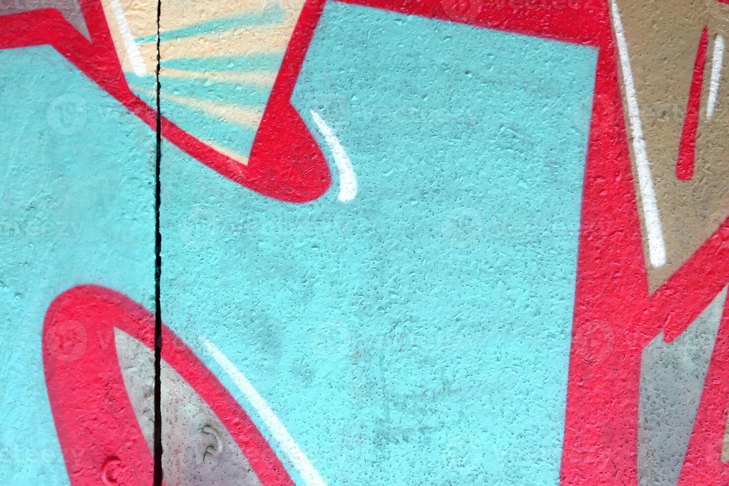 Colorful background of graffiti painting artwork with bright aerosol outlines on wall. Old school street art piece made with aerosol spray paint cans. Contemporary youth culture photo