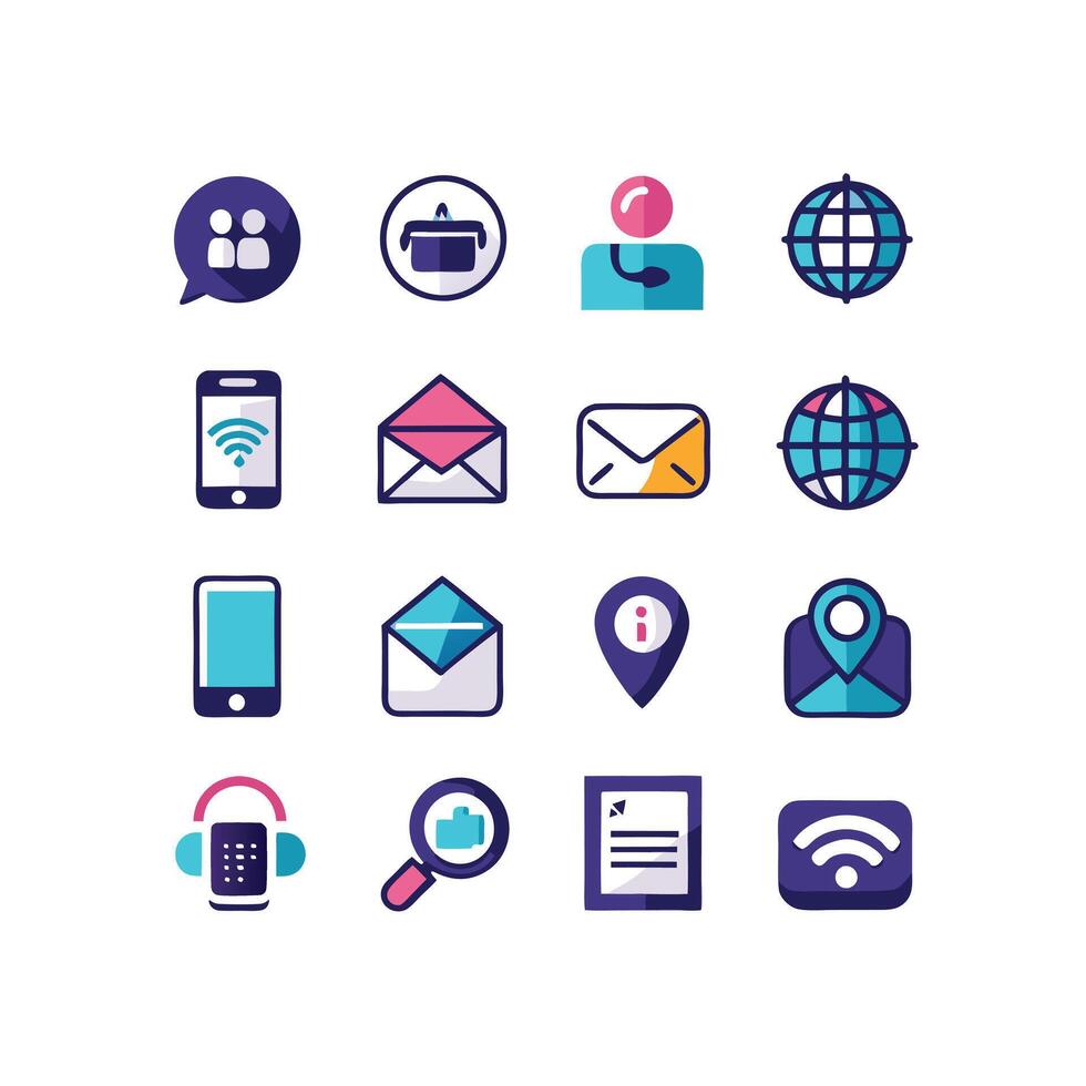 Contact Icon Set Collection Illustration vector
