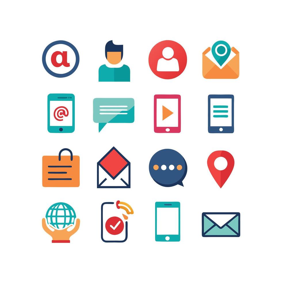 Contact Icon Set Collection Illustration vector