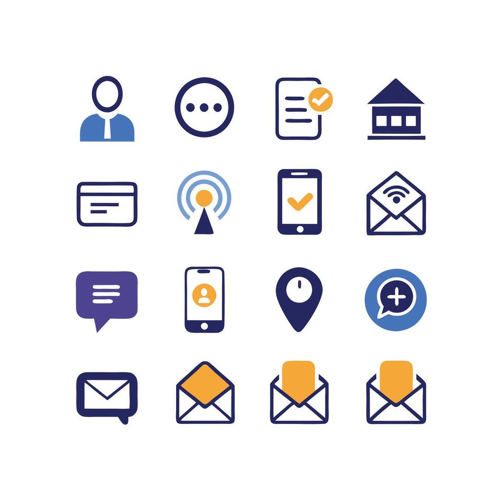 Contact Icon Set Collection Illustration vector