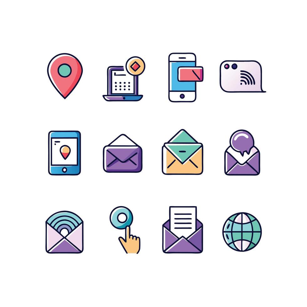 Contact Icon Set Collection Illustration vector
