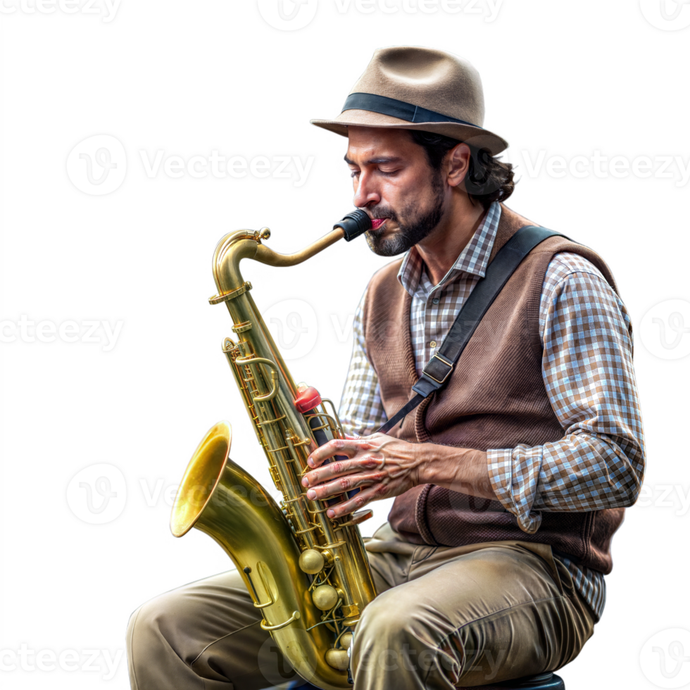 Jazz musician playing the saxophone, showcasing musical talent png