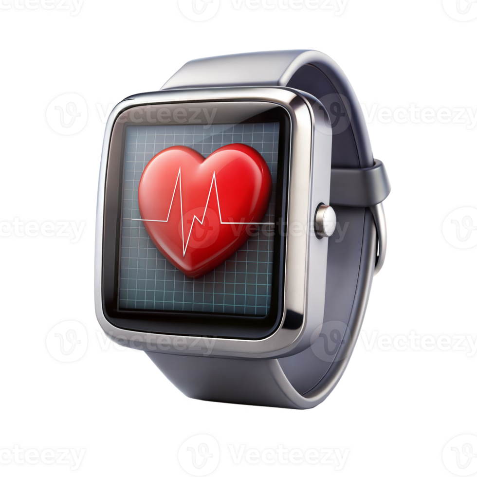 Smartwatch displaying a heart icon, symbolizing health monitoring png