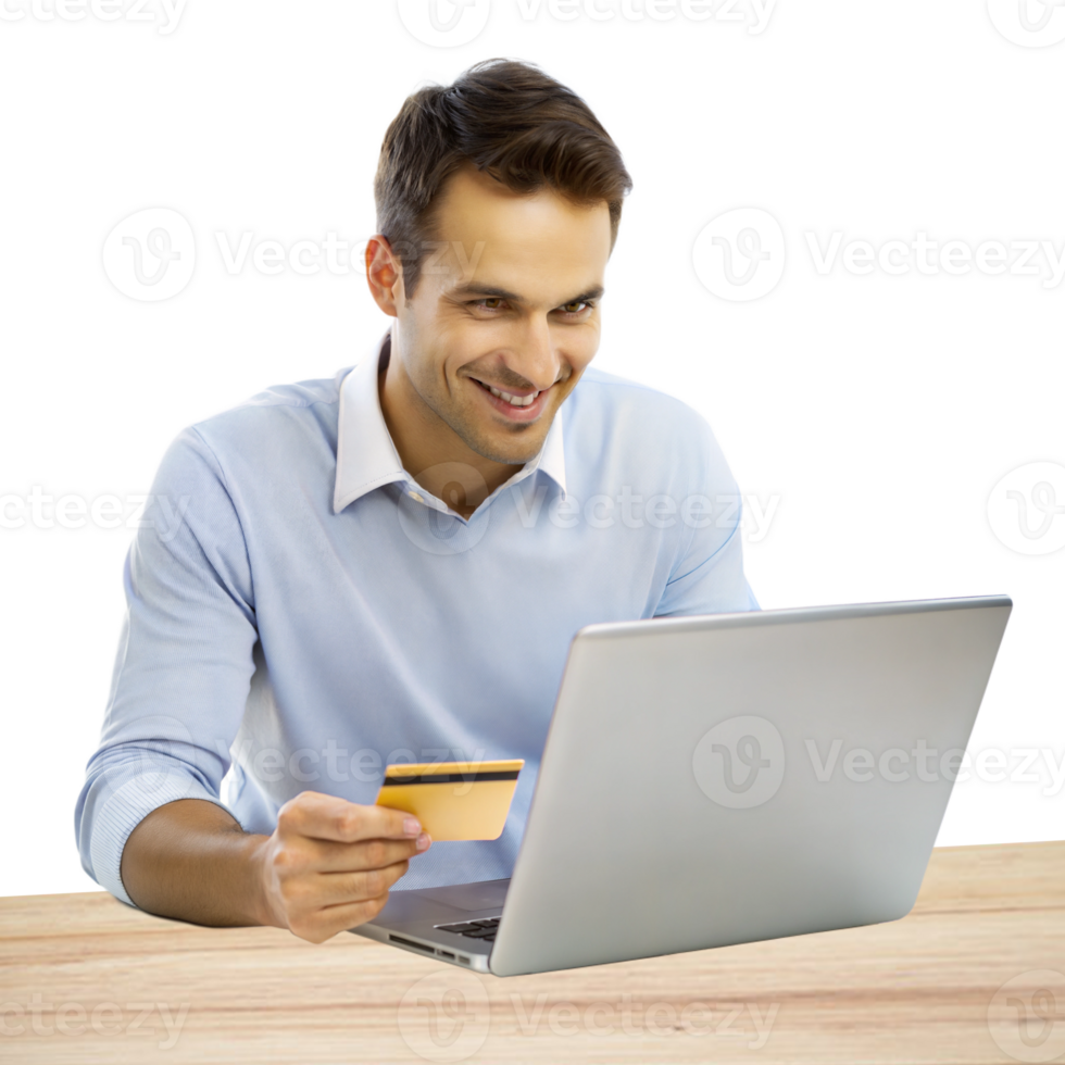 Man using a laptop, focusing on financial analysis and calculations png
