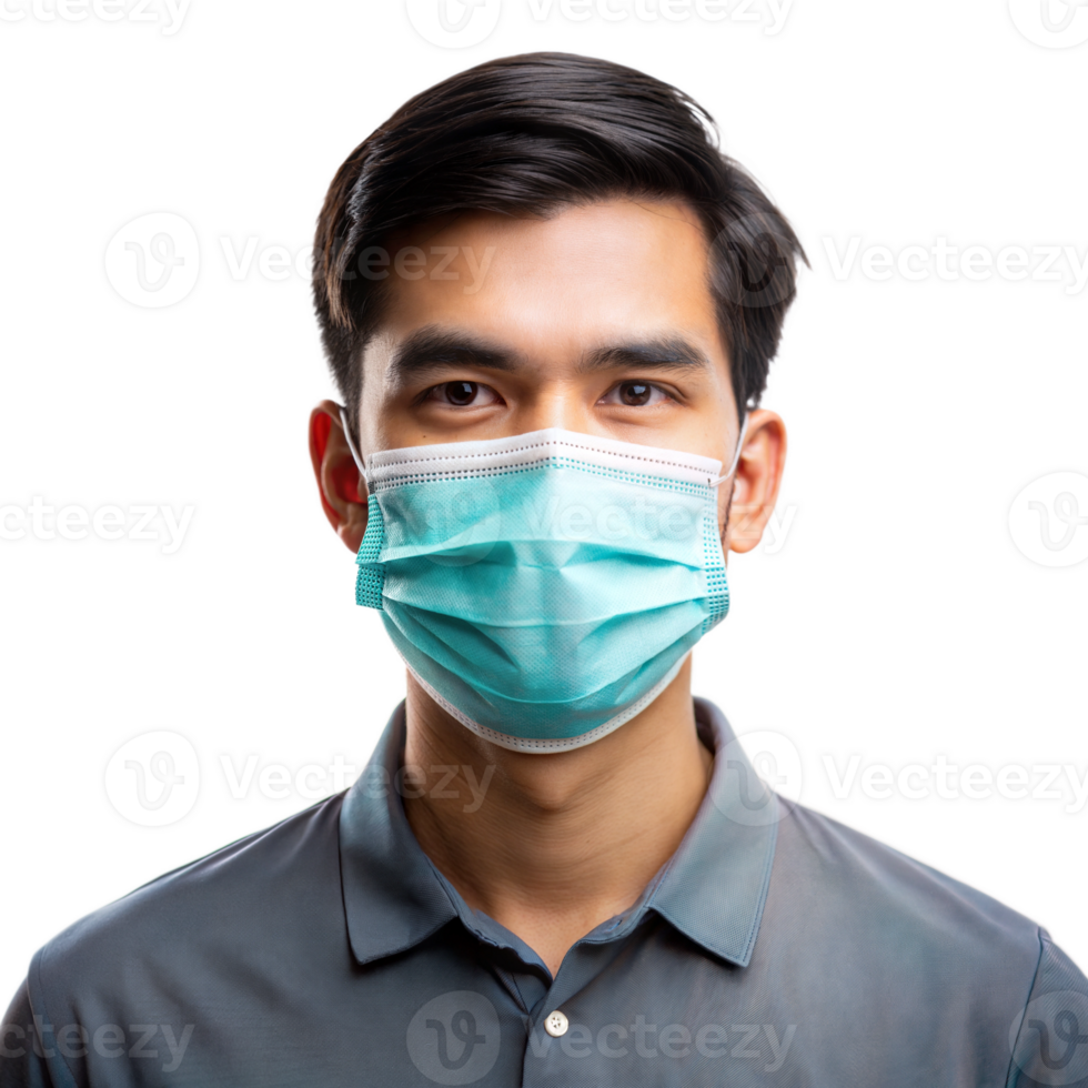 Man wearing a protective mask, promoting public health safety png