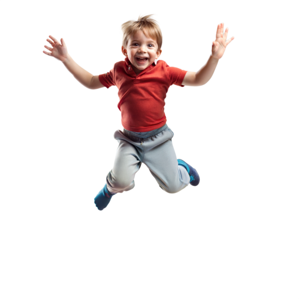 Energetic child jumping with joy png