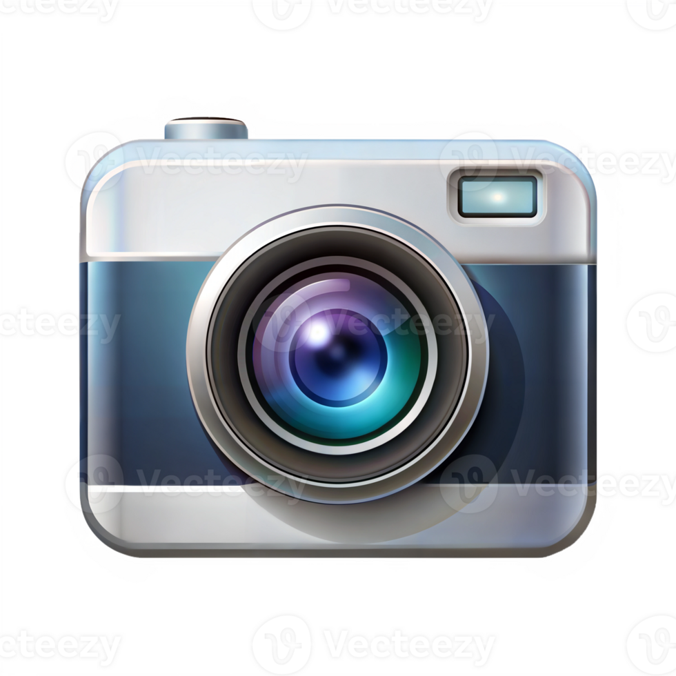 Digital camera icon with large lens on isolated background png