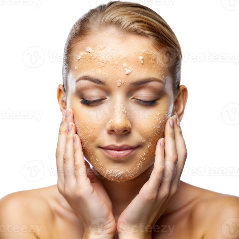 Woman enjoying a facial massage, focusing on relaxation and skincare png