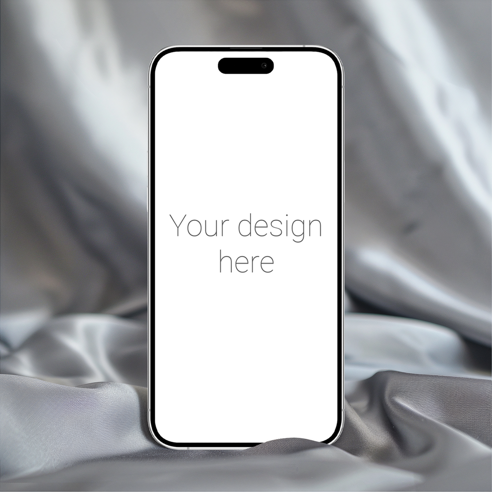 Mockup of white smartphone on fabric surface psd