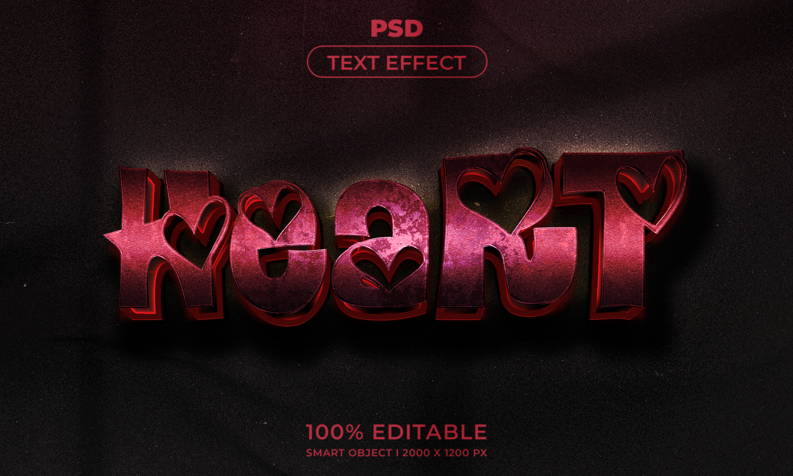 Heart Text Effect psd