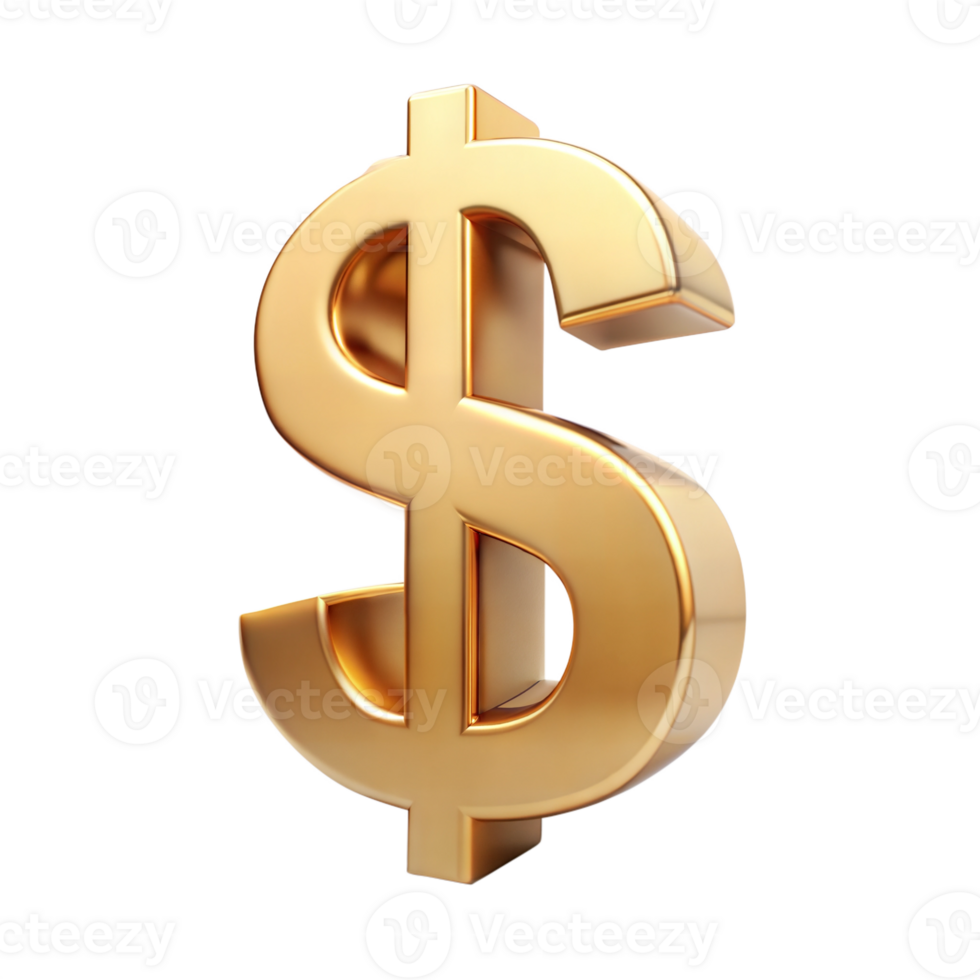 Large gold dollar sign symbolizing wealth and financial success png