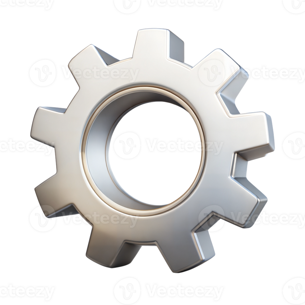 Large silver gear symbolizing engineering and mechanical concepts png