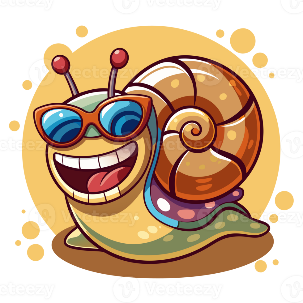 A cheerful snail, sporting sunglasses and an exaggerated grin png