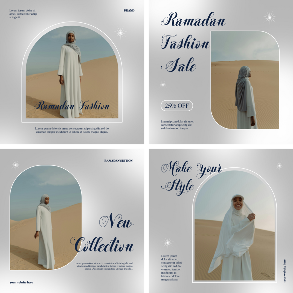 Ramadan Fashion Women Promotion Social Media Post Template Design Set Bundle psd