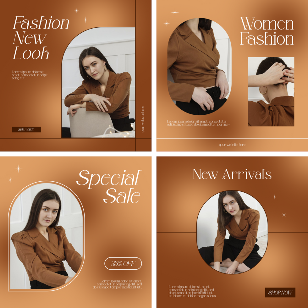 Fashion Women Minimalist Design Gradient Brown Social Media Post Template psd