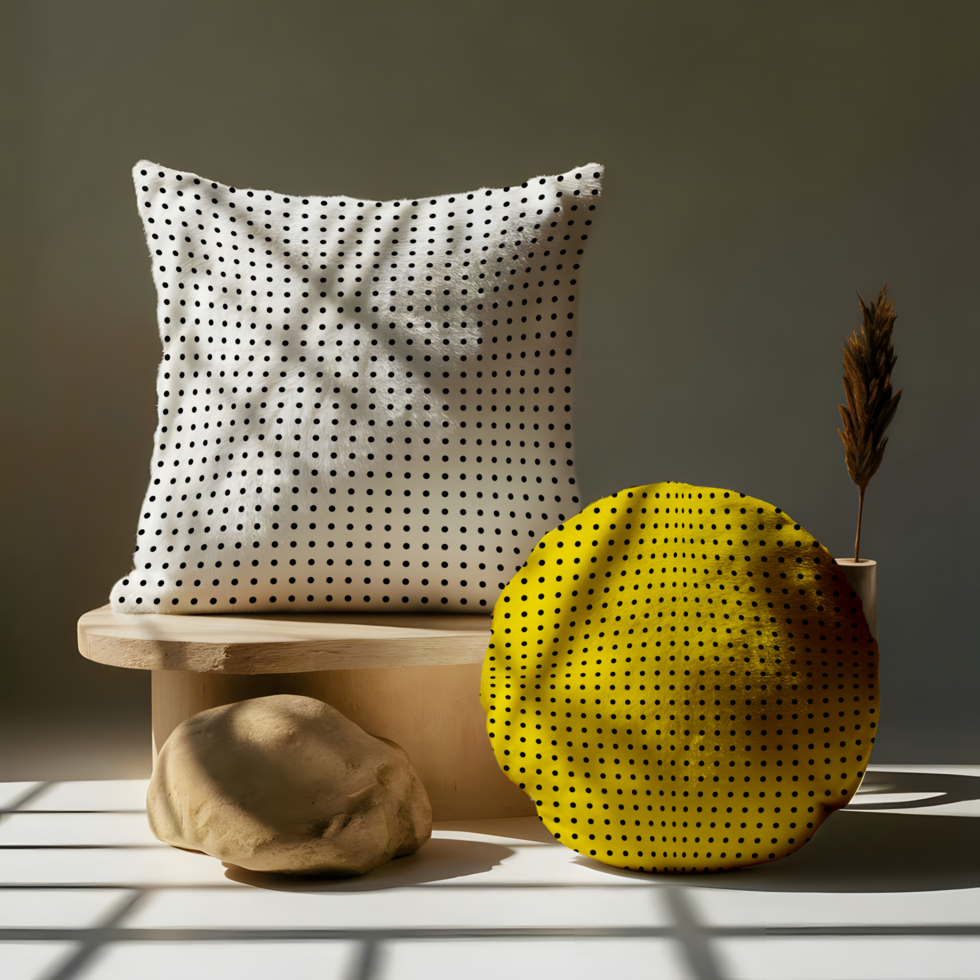Square and Round Pillow Mockup Design psd
