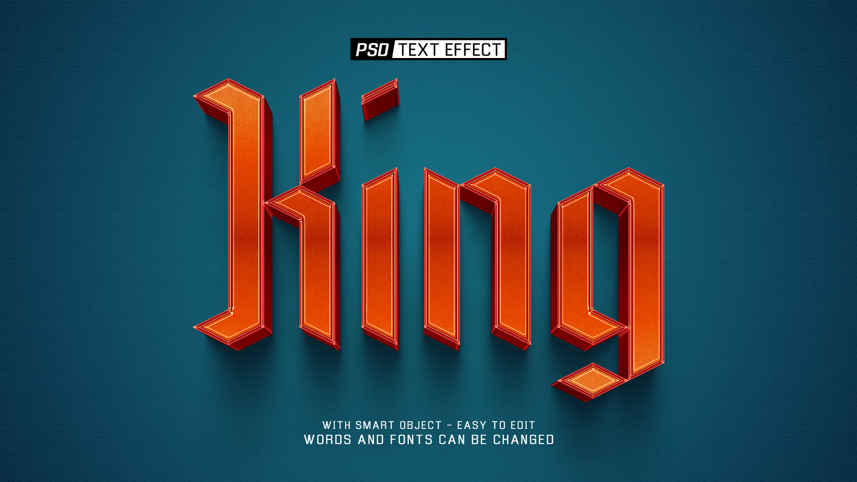 king 3d text effect psd
