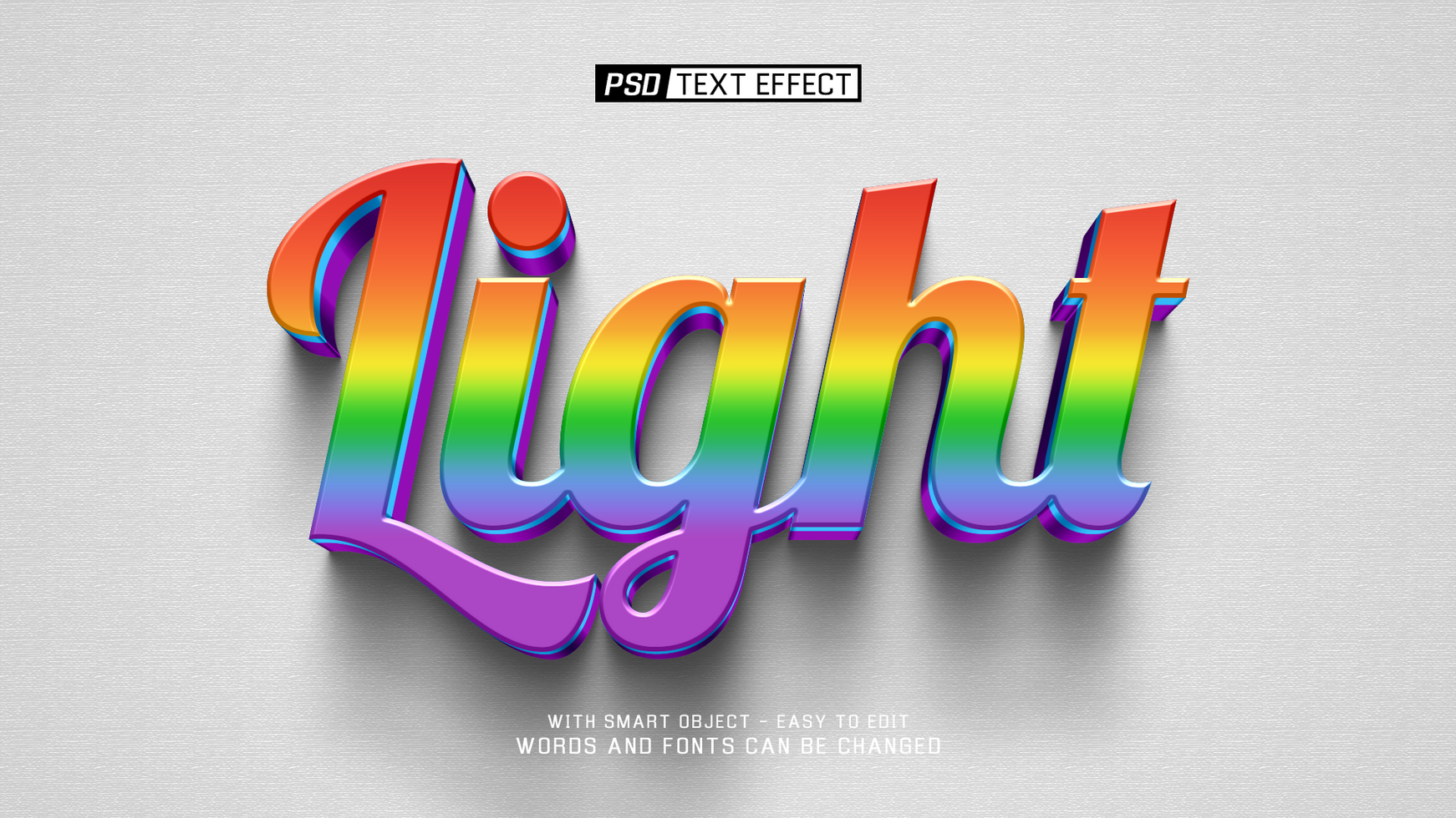 light 3d text effect psd