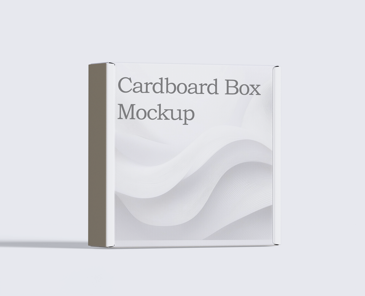 Cardboard box mockup on gray background psd