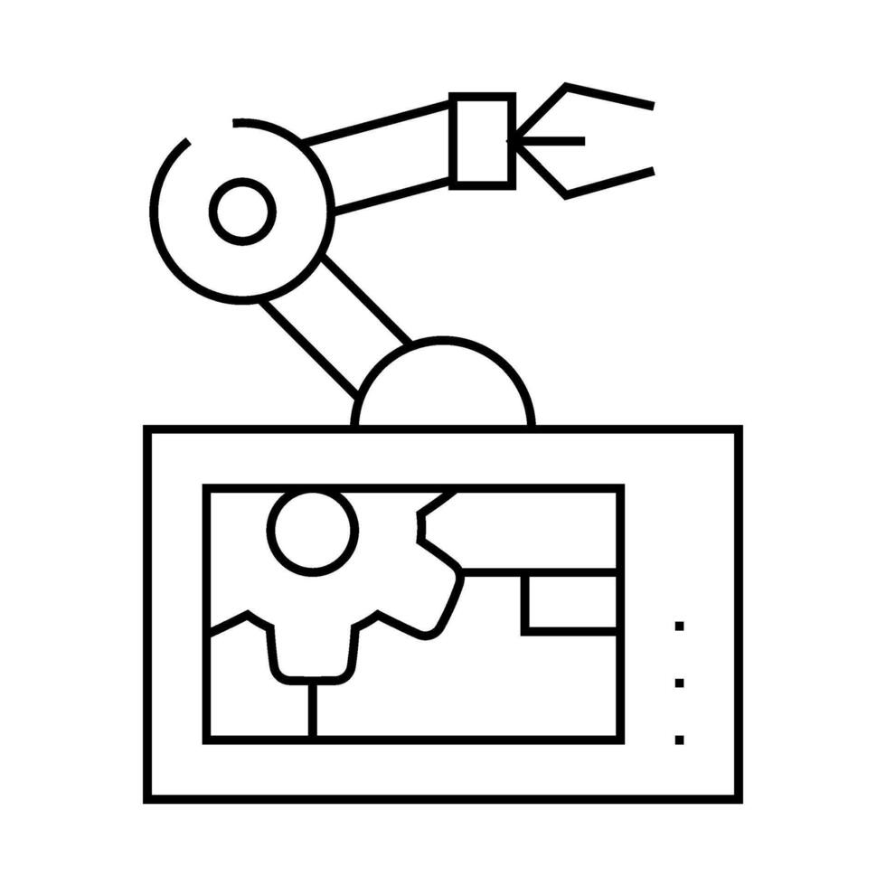 robotic arm mechanism line icon illustration vector