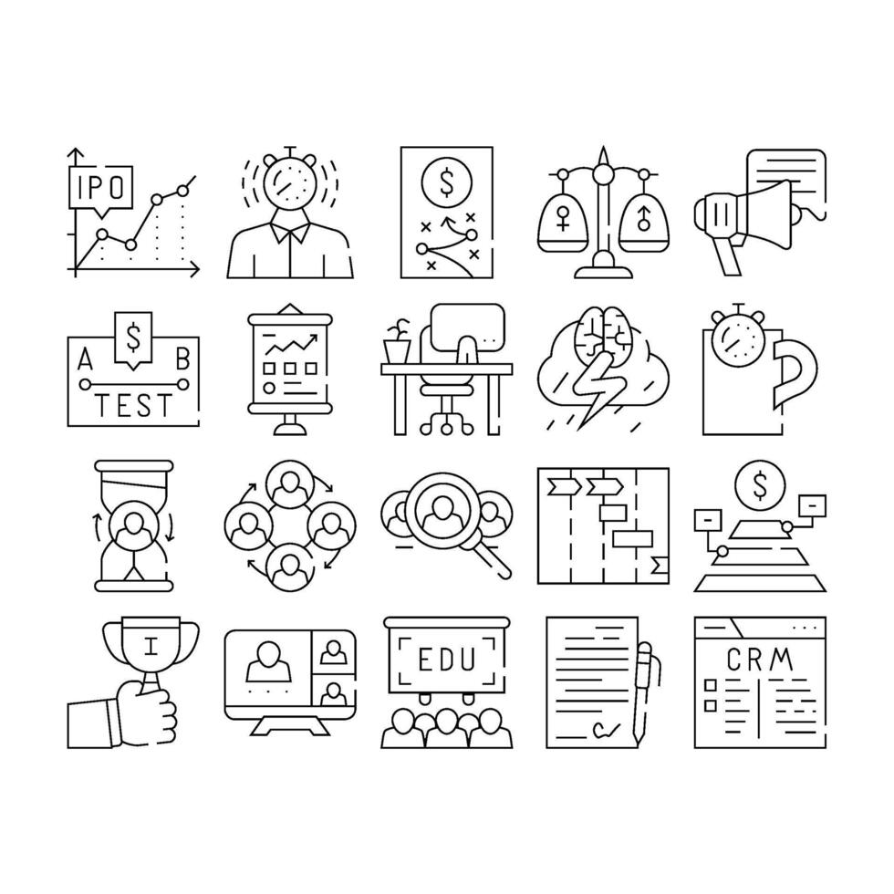 Business Situations Collection Icons Set Illustration vector