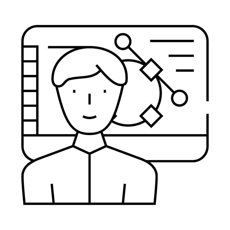designer worker line icon illustration flat vector