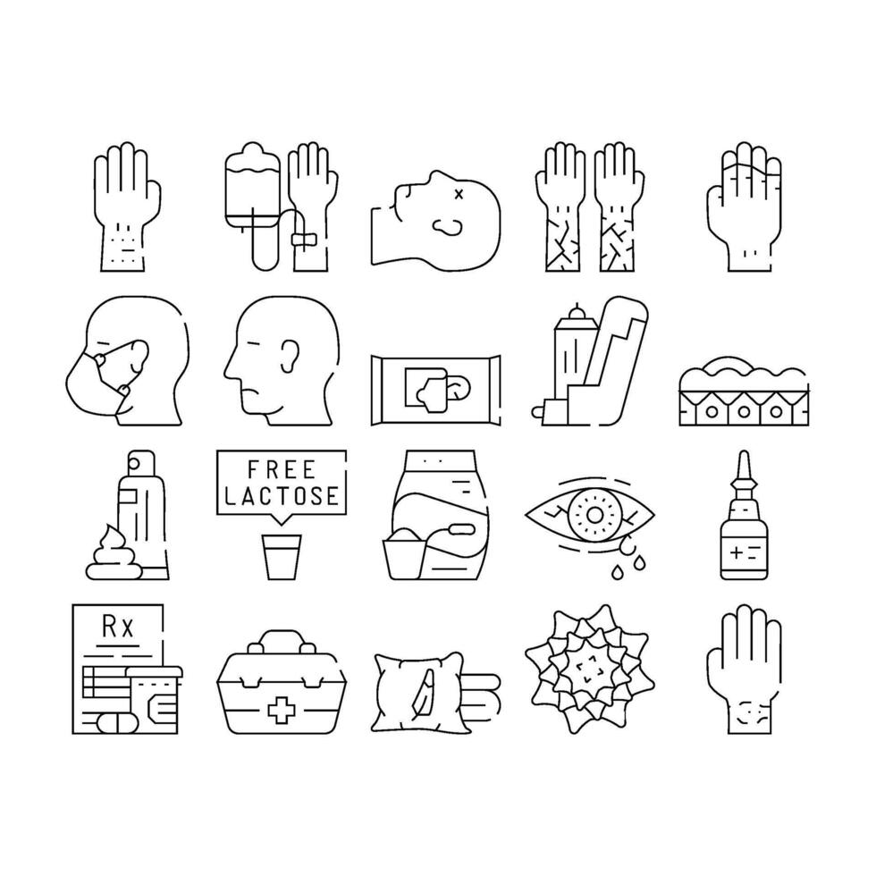 Allergy Health Problem Collection Icons Set vector