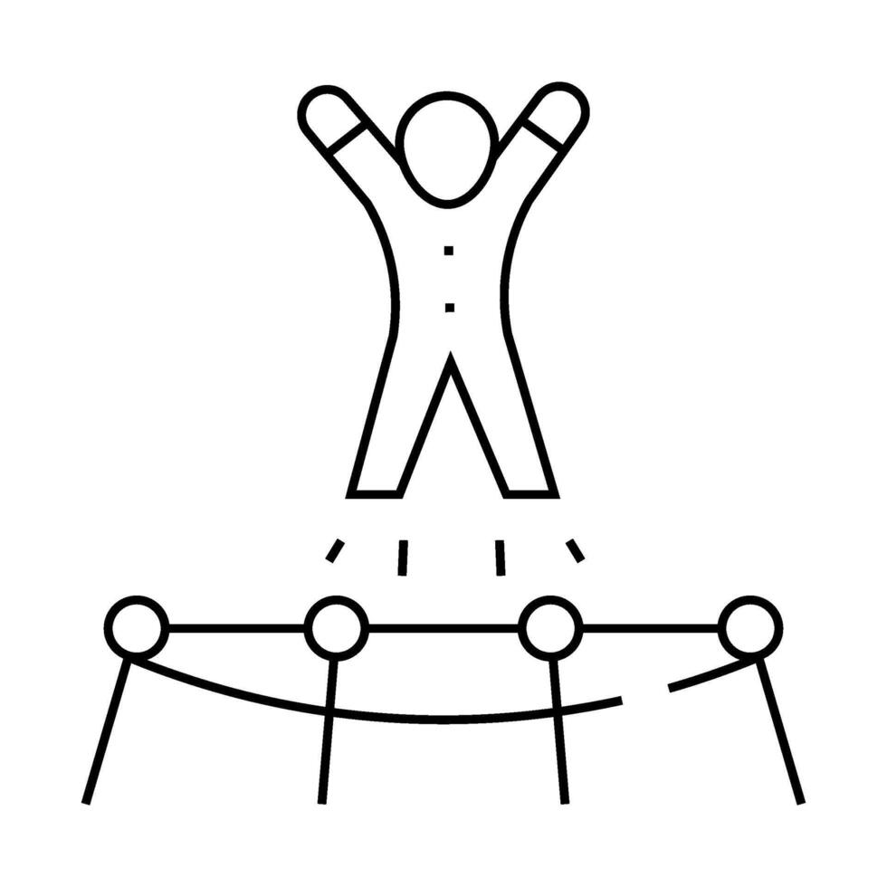 acrobat jumping on trampoline line icon illustration vector