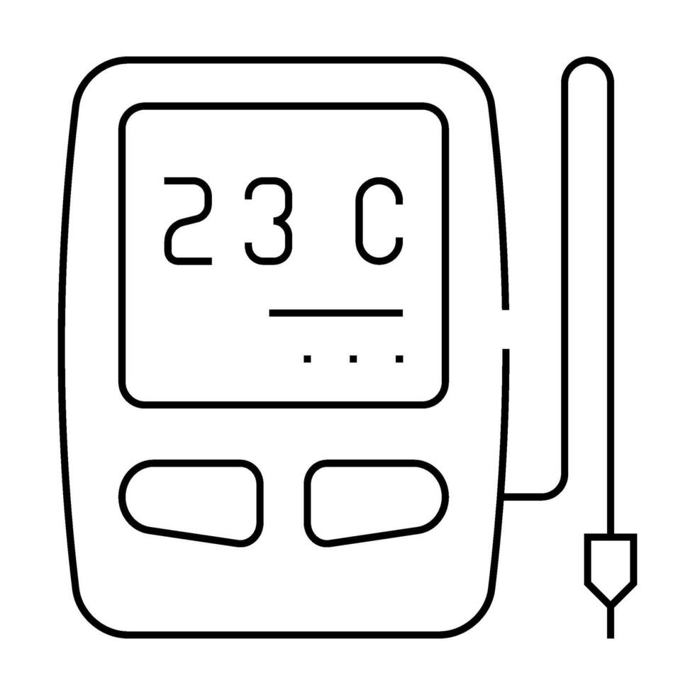 digital thermometer with sensor line icon illustration vector