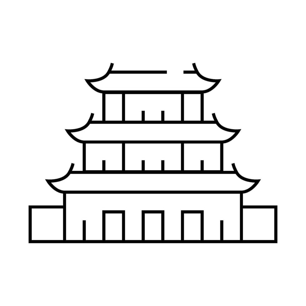 puning temple, china line icon illustration vector