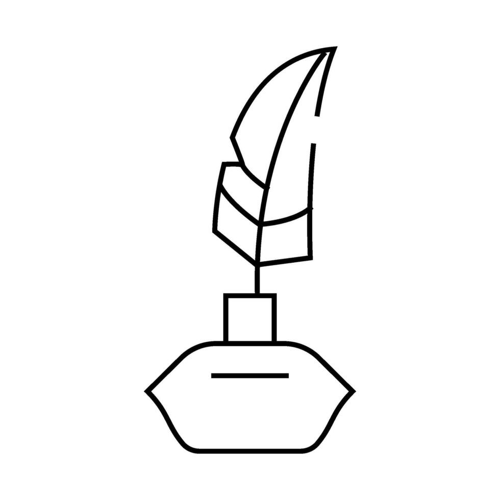 feather with ink line icon illustration vector