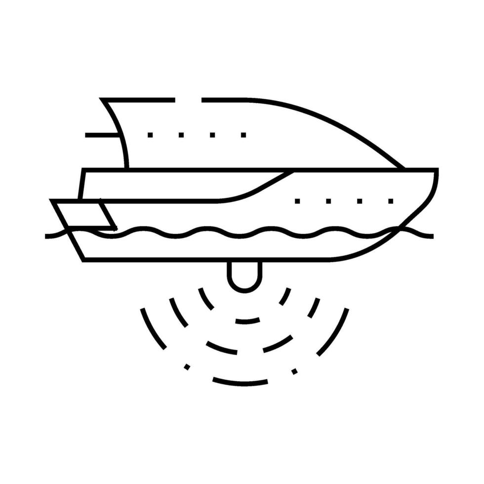 ship with seabed sonar line icon illustration vector