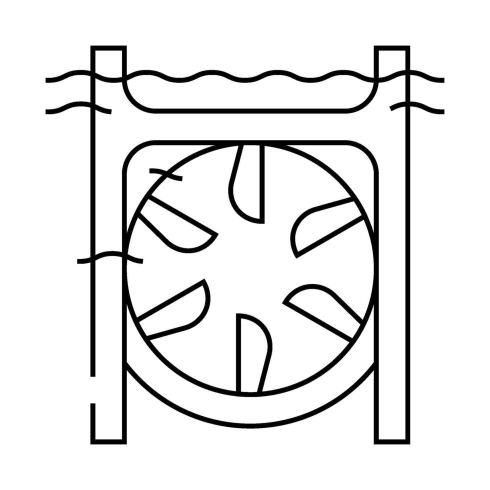 submarine tidal power plant line icon illustration vector