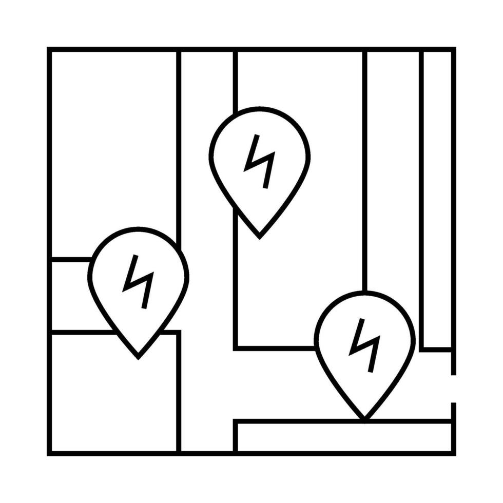 charging stations location on map line icon illustration vector