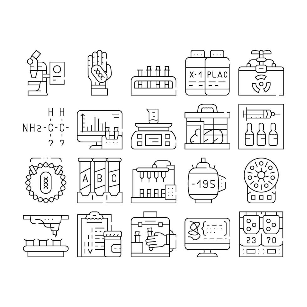 Vaccine Production Collection Icons Set Flat vector