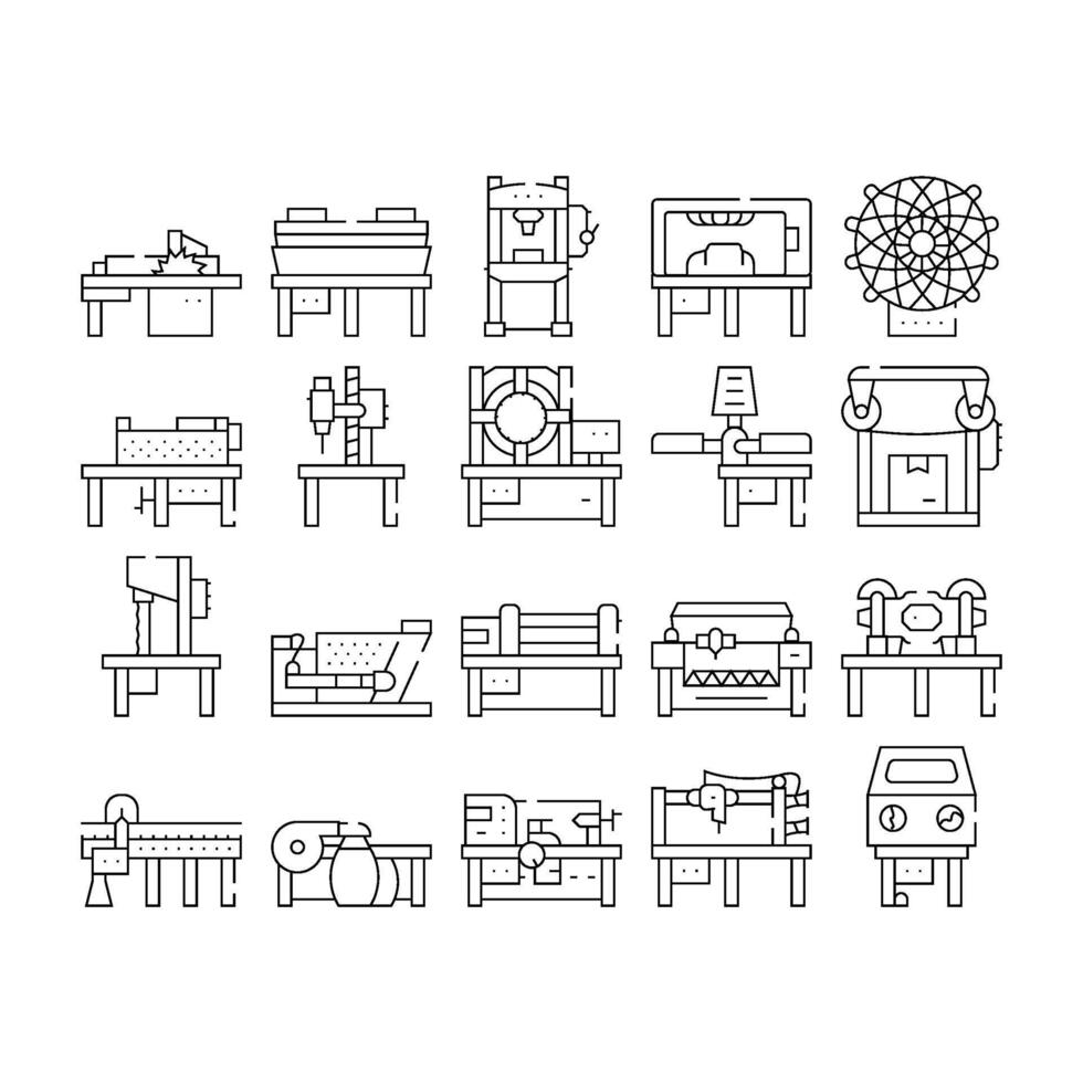 Industrial Machines Collection Icons Set Flat vector