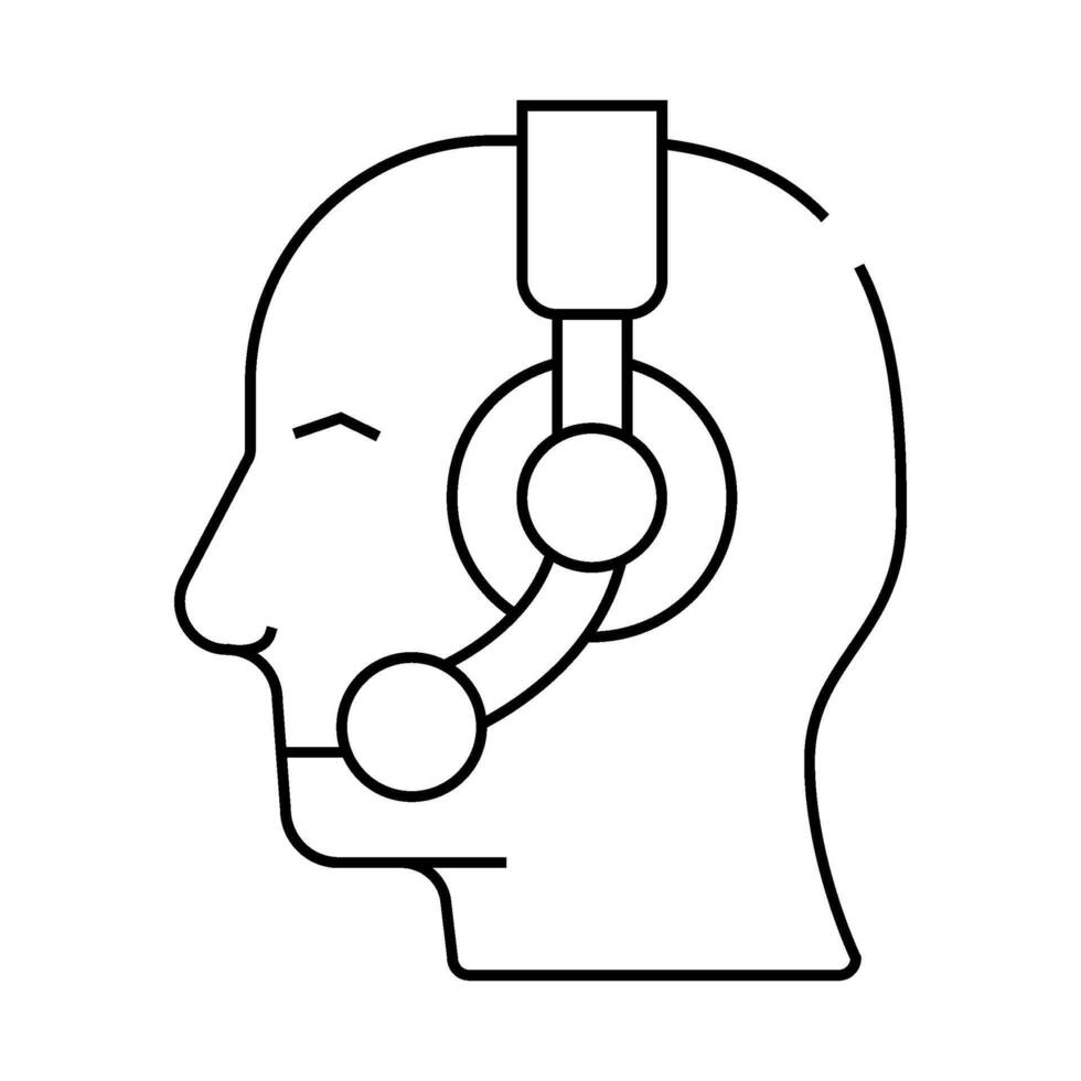 operator call center worker with headphones line icon illustration vector