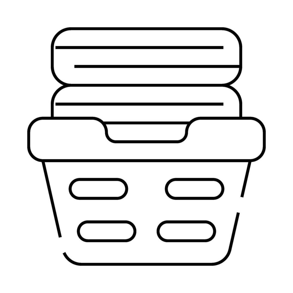 washed clean clothes in basket line icon illustration vector