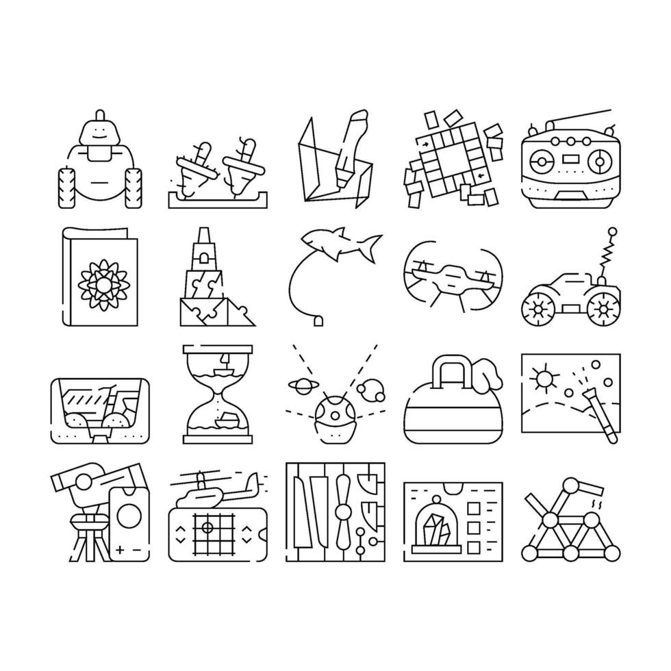 Toy And Children Game Collection Icons Set vector